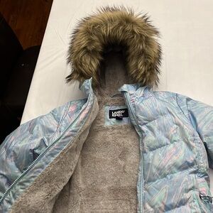 Girls Winter Fleece Lined Down Alternative ThermoPlume Coat LANDS END size M (8)